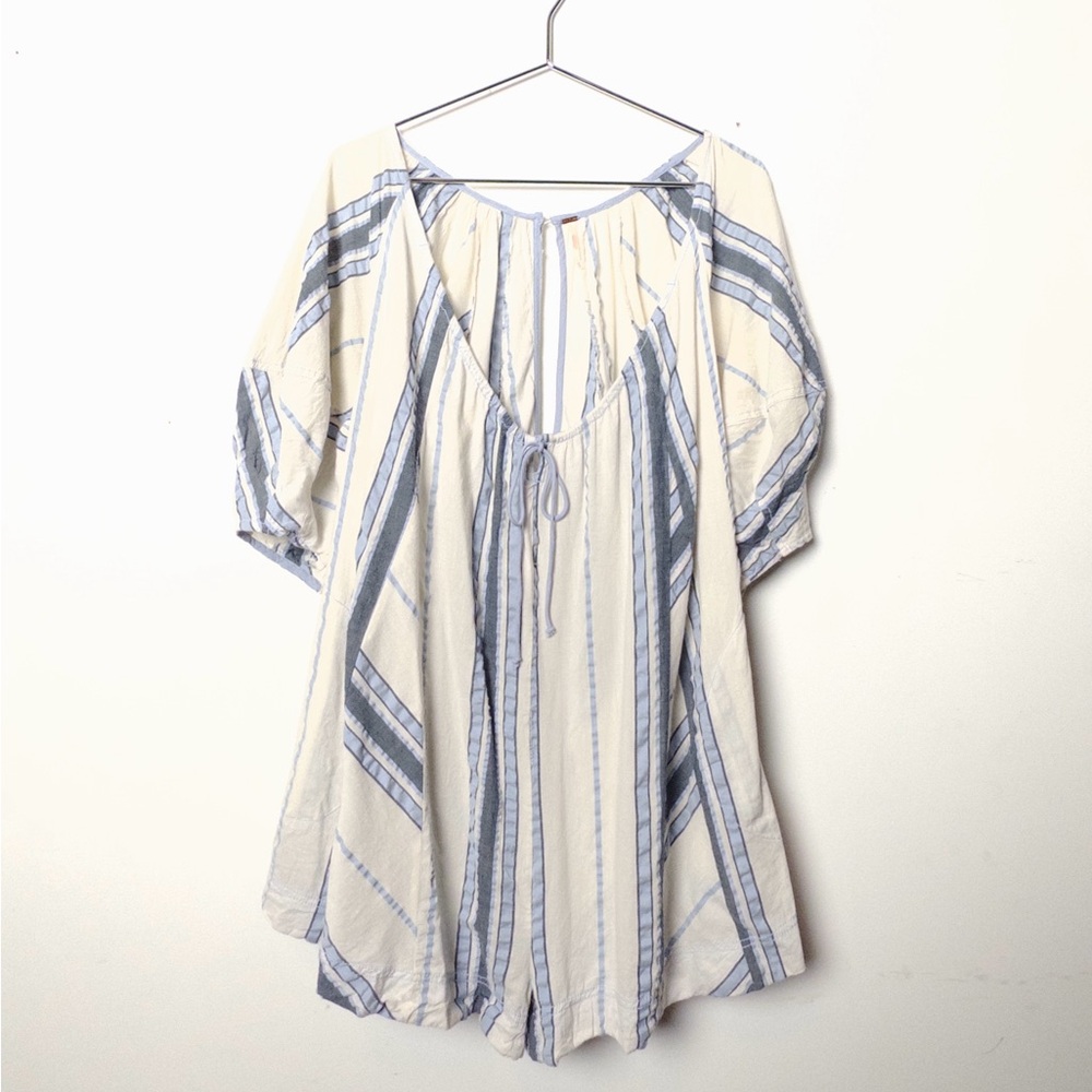 Free People Blue and White Striped Romper
